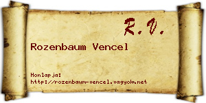Rozenbaum Vencel névjegykártya